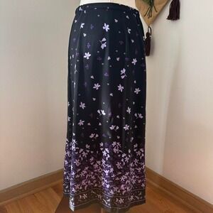 Purple Floral Black Skirt